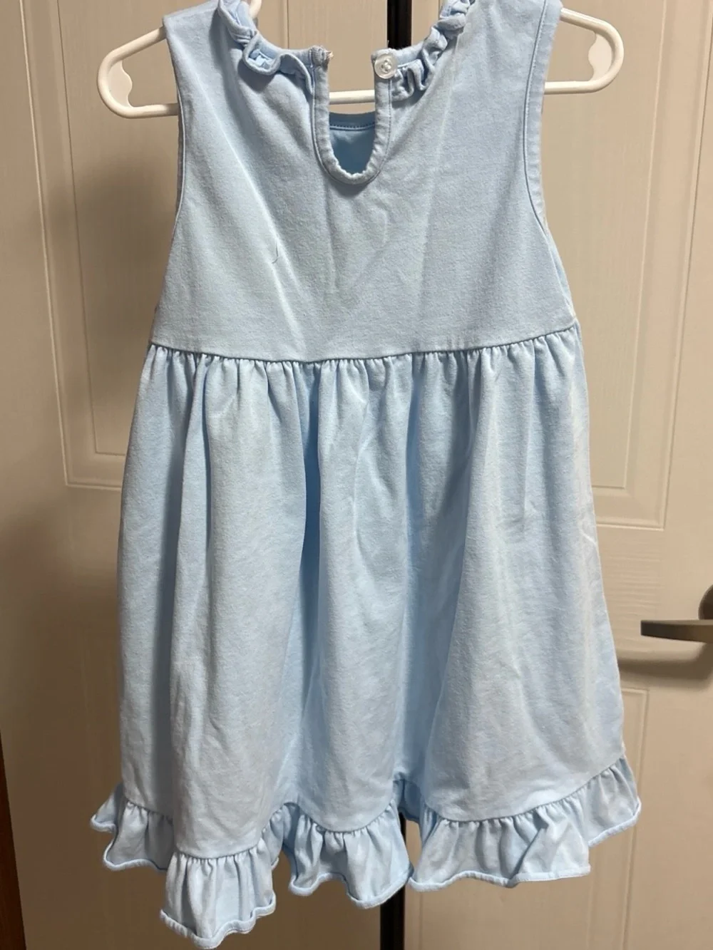 Light Blue Girls' Flamingo Appliqué Casual Dress